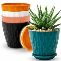 Pack of 5 Round Flower Pots for Home Planters,