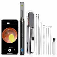 Verilux Ear Wax Remover Tool Kit Camera 9 Pcs Otoscope Ear Cleaner Wireless 1296P HD 3.5mm Ear Wax Cleaner with 6 Led Light 350mAh Ear Camera for Cleaning Ear Cleaner Camera for iOS & Android, Black