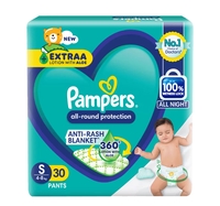 Instamart - Pampers Pant Diaper (S, 4-8 Kg, 30 Pieces, All-Round Protection, Anti Rash Blanket)(location specific)