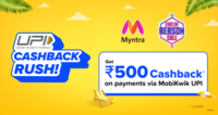 Mobikwik : Get upto Rs.500 cashback via Mobikwik wallet on Myntra on minimum order value of 1500