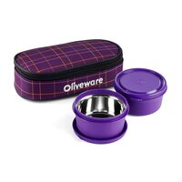 Oliveware Deniz Lunch Box, 2 Inner Steel Containers (450 ml Each)  (Violet)