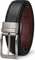 Men's Reversible Shiny Leather Formal Belt(Color-Black)