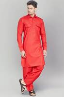 DIVISIVE Men's Cotton Blend Pathani Kurta Pyjama Set
