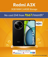 Redmi A3x (midnight Black,3gb, 64gb) get Up to Rs.1500 OFF! Plus No Cost EMI from 667/month only!