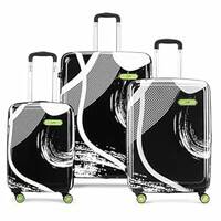 Skybags Splash Set (55+65+75 cm) | Printed Luggage Trolley Set with 8 Wheels and in-Built Combination Lock | Unisex (Black)