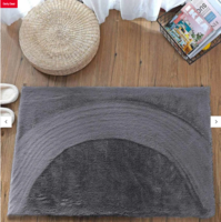 Grey Solid Polyester 24x16 Inches AntiSkid Bath Mat