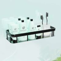 Bathroom Organizer Without Drill for Wall Mount | Self Adhesive Bathrom Accessories Set | Washroom Shelf with Hooks