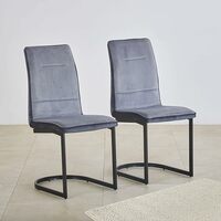 Home Centre Polaris Set of 2 Fabric Dining Chairs - Grey  Apply ₹400 coupon 