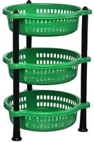 Adjo Enterprise Vegetables and Sabaji Basket Vegetable Stand Plastic Number of Shelves - 3 Plastic Kitchen Trolley (DIY(Do-It-Yourself))