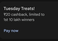 Gpay Get flat Rs.20 cashback on sending Rs.200 or more to Contacts