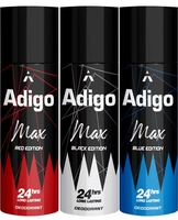  adigo Max Red| Blue| Black 24hrs Long Lasting | 165ml Each Deodorant Spray  -  For Men  