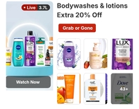 Flipkart live shop: Extra 20% off on Bodywashes & lotions