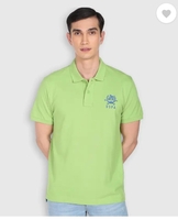 U.S. POLO ASSN.  Men Solid Polo Neck Pure Cotton Green T-Shirt