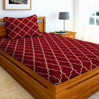 Decent Home 240 TC Microfiber Single Checkered Flat Bedsheet  (Pack of 1, Maroon)