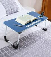 vPLANET Foldable multipurpose Table Wood Portable Laptop Table  (Finish Color - Blue, Pre Assembled)