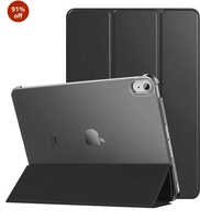 Amazon Basics Flip Case Cover for Apple iPad Air 11 Inch Air 6th/5th Gen 2022 4th Gen 2020 Trifold StanSmart  Matte M2 2024  Hard Back  Black