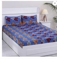 Flipkart SmartBuy 140 TC Microfiber Double Floral Flat Bedsheet  (Pack of 1, Multicolor)