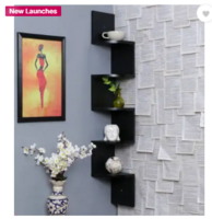 Extend Crafts Corner Hanging Shelf for Living Room Stylish  (Finish Color - Black)