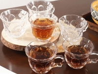ceradeco Bubble Shaped Transparent 6 Pieces Textured Glass Transparent Cups - 200 ML Each