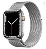 Apple WatchSeries7(GPS + Cellular-45mm)Silver Stainless Steel Case-SilverMilanese Loop  (Silver Strap, Regular)