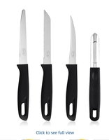 Pigeon by Stovekraft Edge High Grade Stainless Steel 4 Pcs Kitchen Knife Set | Black