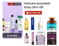 Flipkart Liveshop+ : Haircare essentials; extra 20% off