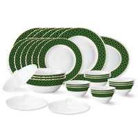 Larah by Borosil Yuri Fluted Series Opalware Dinner Set | 31 Pieces for Family of 6