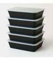  Reusable Food Container with Lid 750ml - Pack of 25 Disposable Packing Box | Rectangle Plastic Parcel Box | Fridge & Microwave Safe | Ideal for Food Delivery, Kitchen and Storage, BLACK 