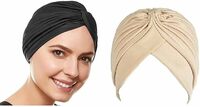 BISMAADH Readymade Turban Knot Pleated Stretchable Polyester Pagri Sleep Cap Beanie for Men & Women