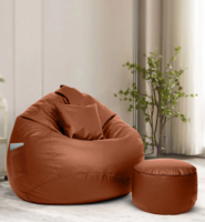 Squivo 3XL Leatherette Bean Bag Filled with Beans  (Tan Colour)