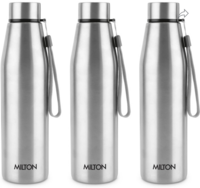 MILTON Drift 1000 Stainless Steel Bottle, 950ml each, set of 3, Silver, Single walled 950 ml Bottle.