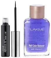 LAKMÉ Absolute Shine Glossy Liquid Eye Liner, Black, 4.5Ml And Lakme Nail Color Remover, 27Ml