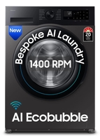 Samsung 12 kg 5 Star, AI Ecobubble, Super Speed, Wi-Fi, Hygiene Steam, Digital Inverter Motor Fully Automatic Front Load Washing Machine with In-built Heater Black, Grey
