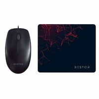 Bestor 2 in 1 combo wired Mouse with Gaming Mouse Mat  (USB 2.0, Black)