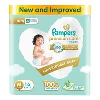 Pampers Premium Care Pants, Medium size baby diapers (MD), 16 Count, Softest ever Pampers pants