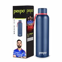 Pexpo Bravo 1000 ISI Certified Stainless Steel Water Bottle 1 LTR - Denim Blue