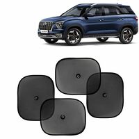 KINGSWAY Car Window Curtain Sticky Sun Shades - Black Color, 4 Pieces