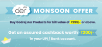 Moonsoon - Get Rs. 200 cashback on Rs. 299 (Godrej Aer products)