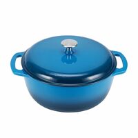 Amazon Basics - Enameled Heavy Duty Cast Iron Dutch Oven - 5.7 Liters (5.92 Kgs), Blue