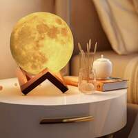Gesto Silicone 3D Moon Lamp for Home Decor - 7 Colour Changeable Night Lamp with Stand 