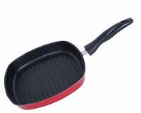 Nirlon Non Stick Aluminium Square Grill Pan 22.5cm Gas Stove Compatible Only(26mm_Classic_GP22.5)