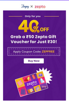 Get Zepto Rs.50 Gift Card at just Rs. 30