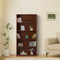 Solimo Uno Engineered Wood 5 Tier Bookshelf (Walnut Finish) [Apply ₹1505 Off Coupon]