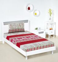 Amazon Brand - Solimo Polyester 144 TC Rosy Cosy Single Bedsheet with 1 Pillow Cover, 95 GSM, Multicolor