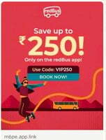 Redbus save upto 250 (Maybe account specific)