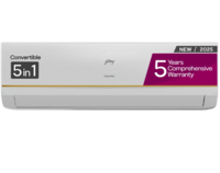 Godrej 2025 Model 5-In-1-Convertible Cooling 1.4 Ton 3 Star Split Inverter Heavy Duty Cooling At Extreme Temperature AC - White