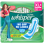 Whisper Ultra Up To No Gap No Leaks Sanitary Pads,  XL+