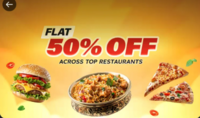 Flat 50% off Accross All Restaurants ( Burger king, burger club etc. )