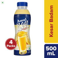 Amul Kool Kesar Badam Flavoured Milk (Pack of 4×500ml)