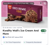 Zomato : Flat ₹120 off above ₹199 on Kwality Walls Ice Cream and More